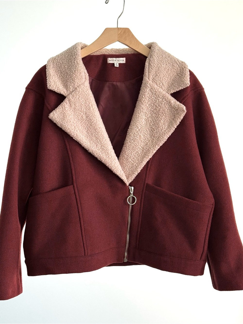 Terracotta Sherpa Collar Zip Jacket